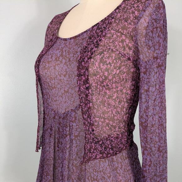 Y2K Cabi Silk Top M Pink Purple Fairy Whimsigoth Vintage Gauze Crinkle Boho - Picture 6 of 11